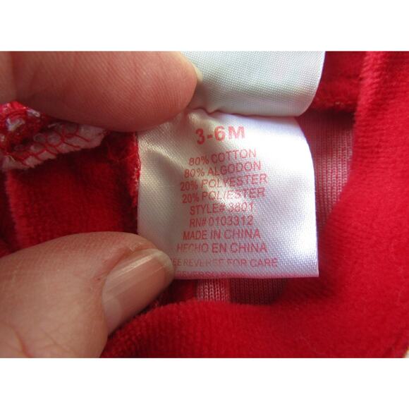 Baby's First Christmas Santa Footed Romper Red Velour 3-6M Holiday Pajamas PJs - Picture 6 of 7